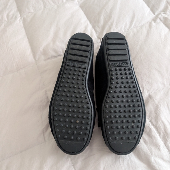 Minnetonka Black Suede And Calf Hair Loafers RARE - Picture 3 of 7